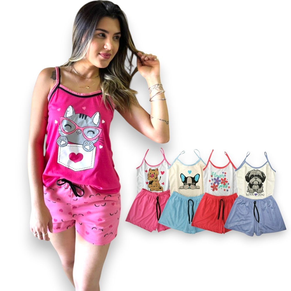 Baby Doll  Feminino de Acinha Pijama Feminino Roupa de dormir Short Doll em Oferta na Shopee