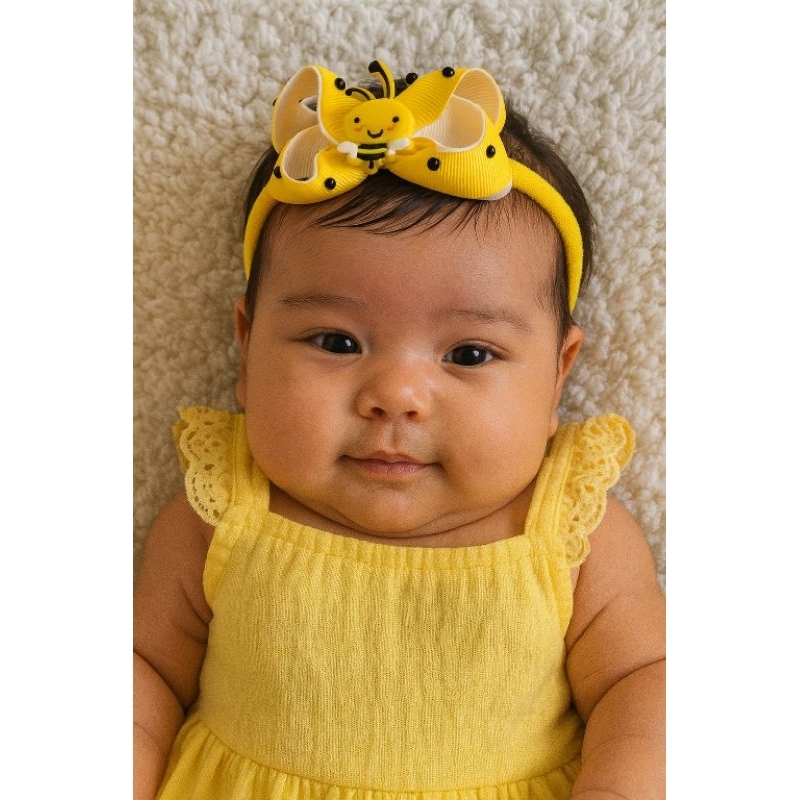 Laço de bebê tema abelhinha na meia de seda enxoval aniversário abelha fotos em Oferta na Shopee