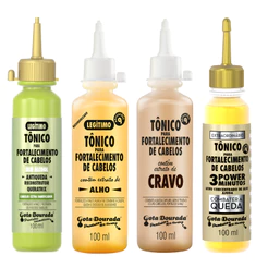 Kit Tônicos Capilares Gota Dourada - Tradicional, Combate a queda, Cravo e Antiqueda