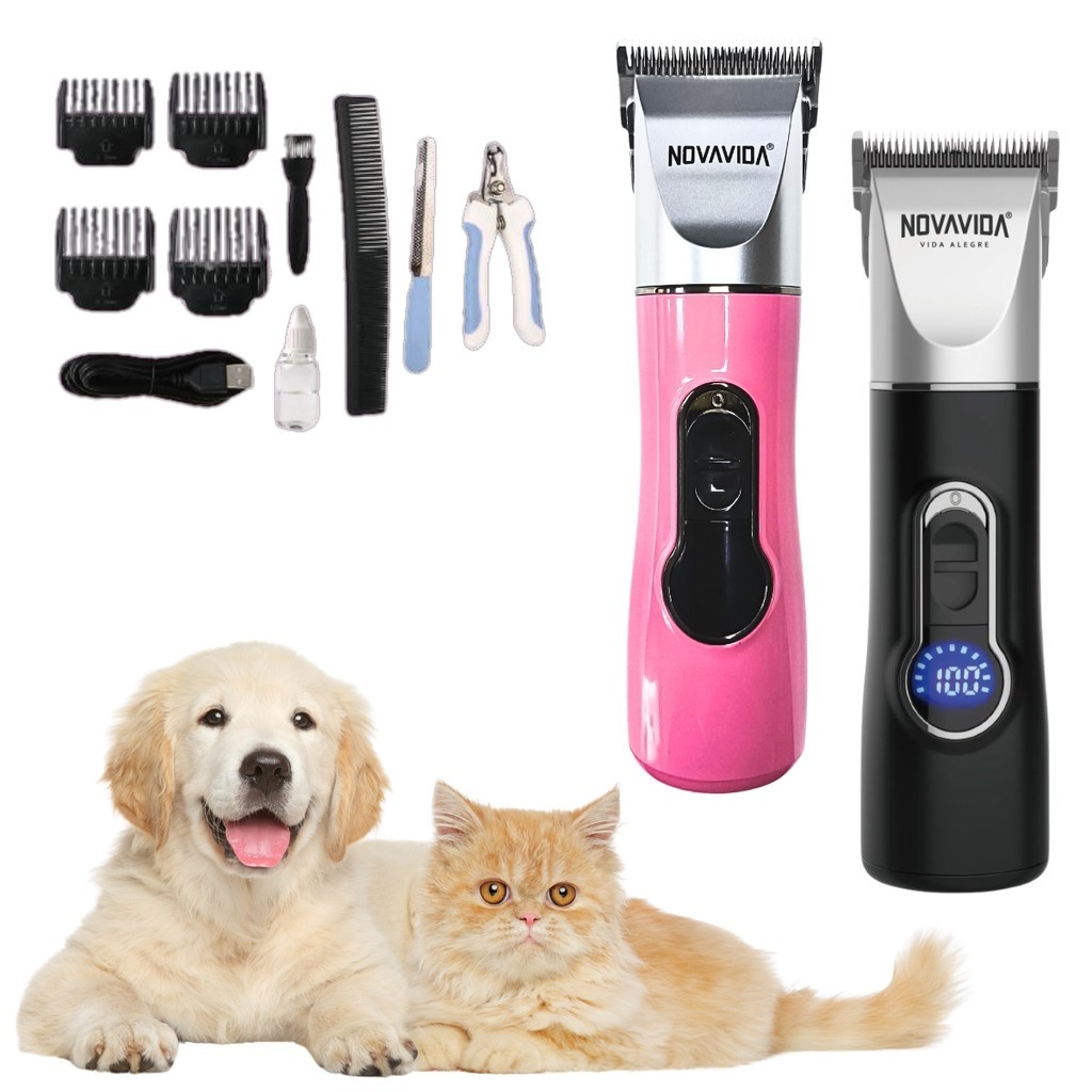 Máquina Para Tosar Cachorro Profissional Pet com Lâmina de Cerâmica e Visor LCD Corte Cabelo Pelos