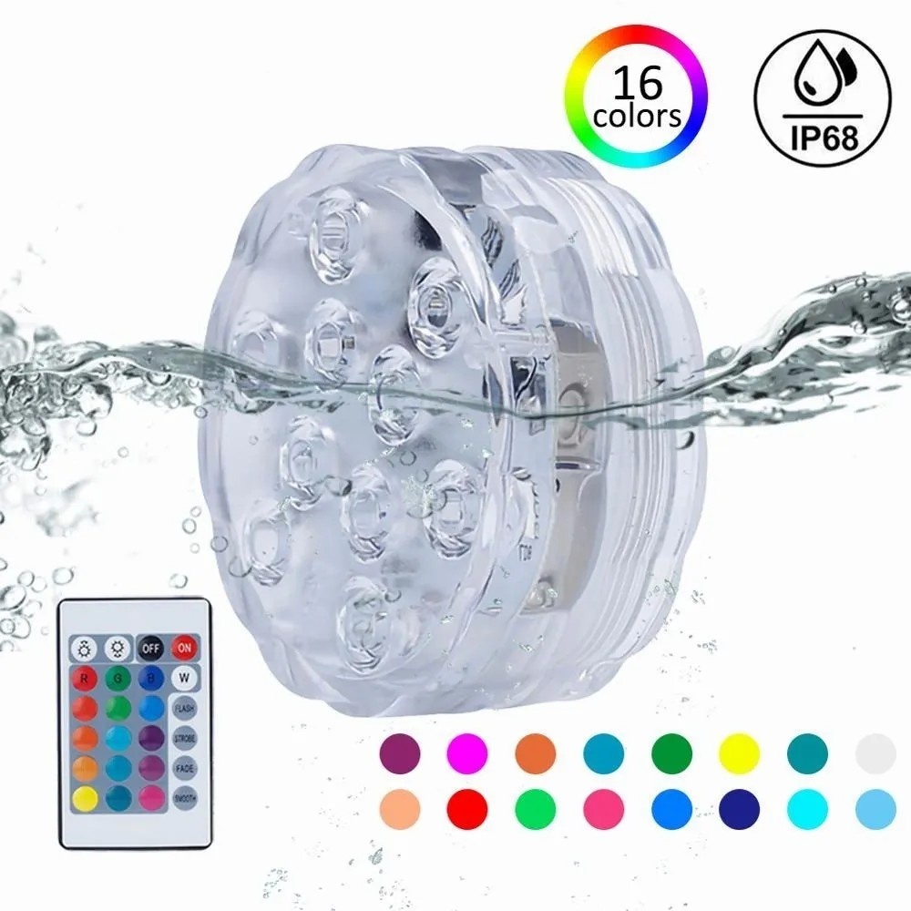 Kit 1-4 Luz Led Piscina Colorida Controle Remoto Pilha Ventosa Para Piscina / Jardim / Festa em Oferta na Shopee