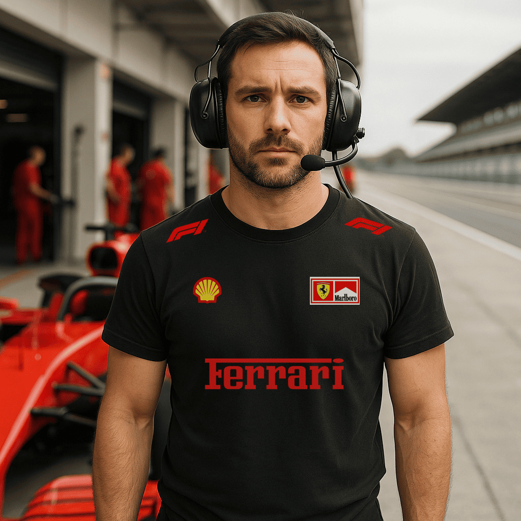 Camiseta Ferrari F1 Masculina Feminina 100% Algodão Preta Equipe Fórmula 1 Carros de Corrida em Oferta na Shopee