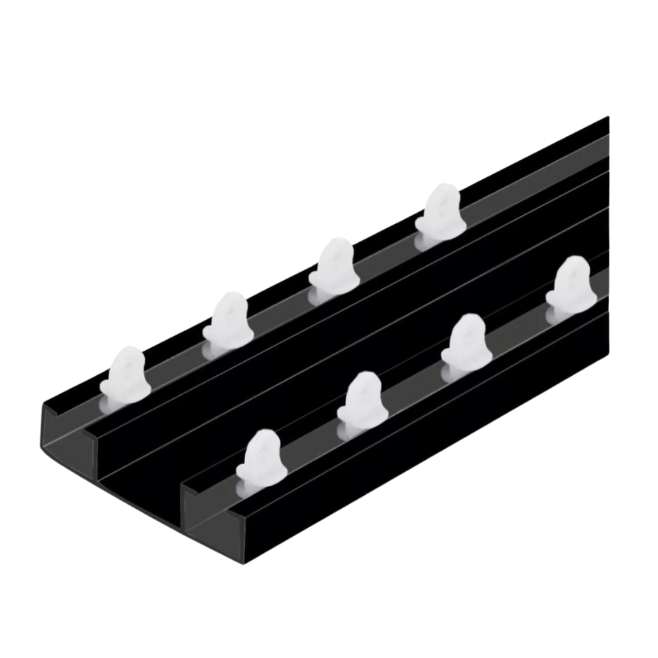 Kit Trilho Suíço Duplo Max Cortina Alumínio Silencioso Resistente Preto Varão Vários tamanhos em Oferta na Shopee