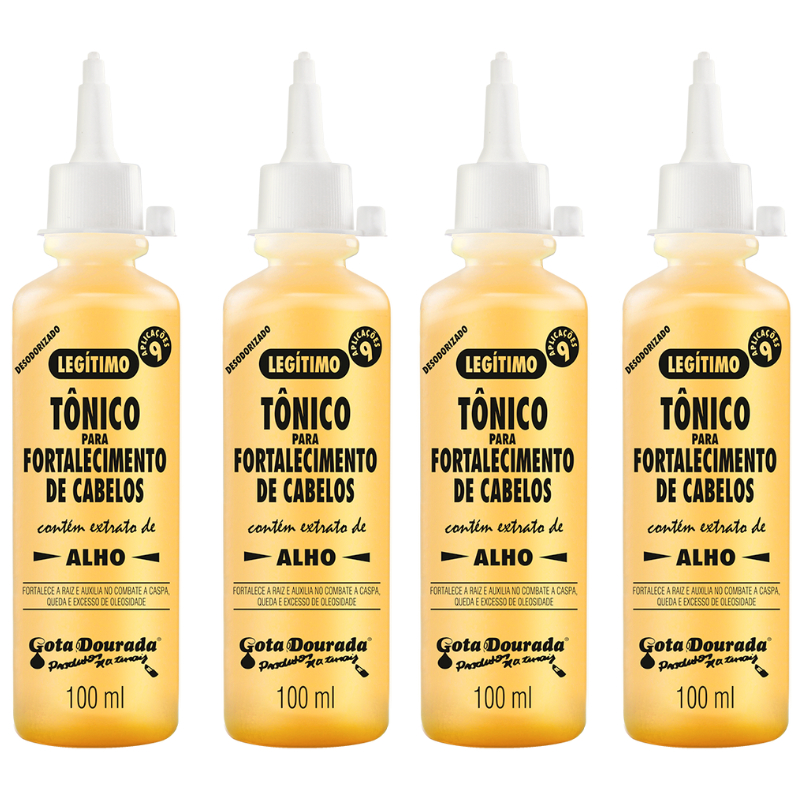 Kit 4 Tônicos Capilares de Alho Gota Dourada -  Fortalecimento de Cabelos com Extrato de Alho em Oferta na Shopee