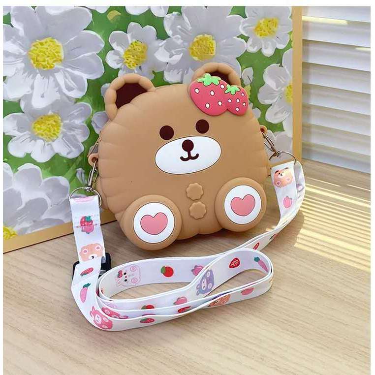 Bolsa Infantil Ursinho Silicone molinha Urso Porta Moedas Passeio