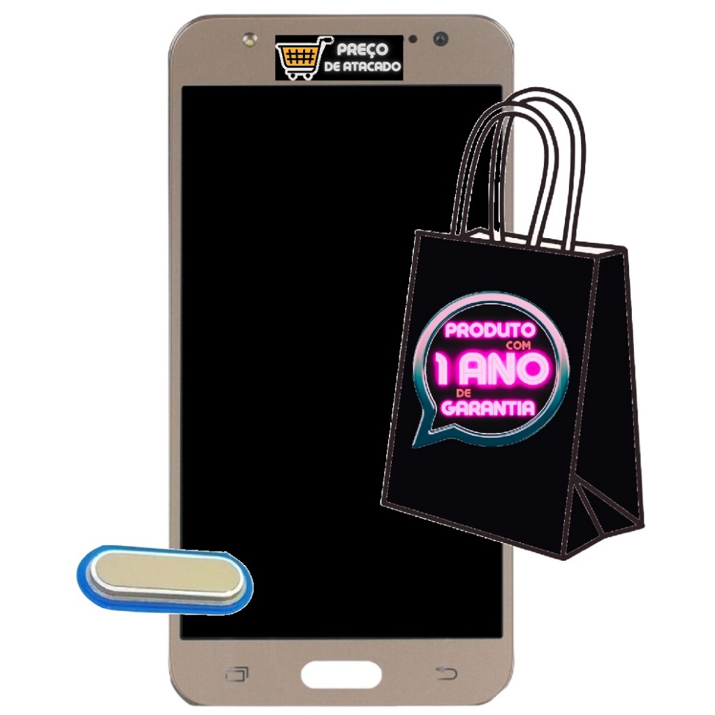 Tela Frontal Compatível Com Galaxy J5 J500 Touch Display Lcd + Full Hd + Com Botão Home!