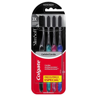 Kit Escovas De Dentes Slim Soft Black Com 4 Unidades Colgate em Oferta na Shopee