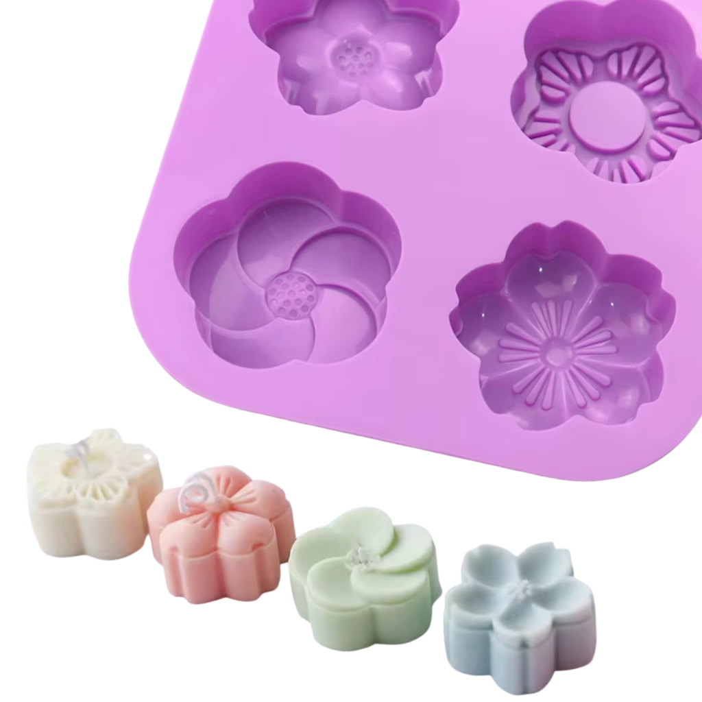 Molde De Silicone Sabonete Artesanal de Flores 50g Forma 4 Cavidades Velas Sabão DIY — imagem 2 de 2