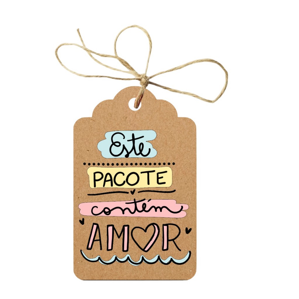 Tag para Embalagem “Este Pacote Contém Amor” | Papel Kraft | 50 ou 100 Unidades em Oferta na Shopee