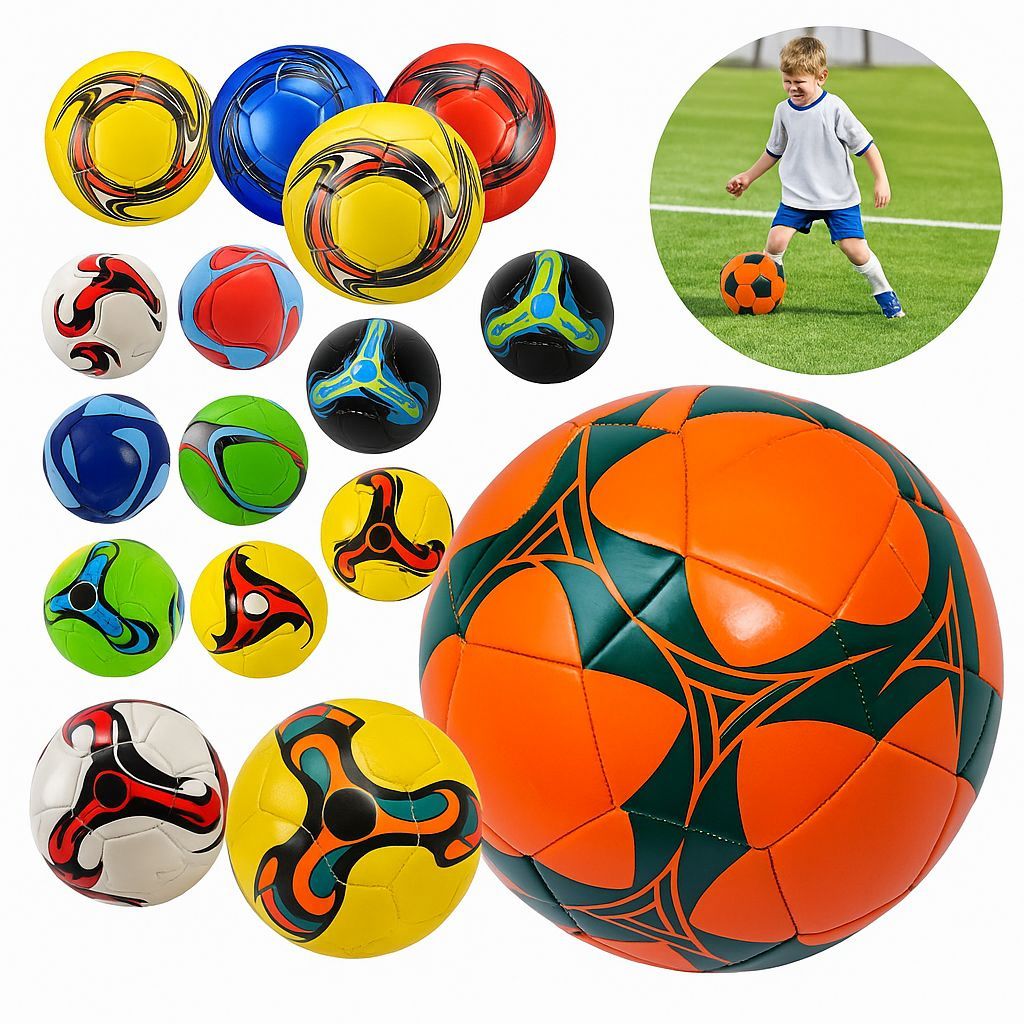 Kit 5 Bolas de Futebol de Couro Sintético PVC Resistente – Envio Aleatório de Cores – Ideal para Treino, Escola e Lazer