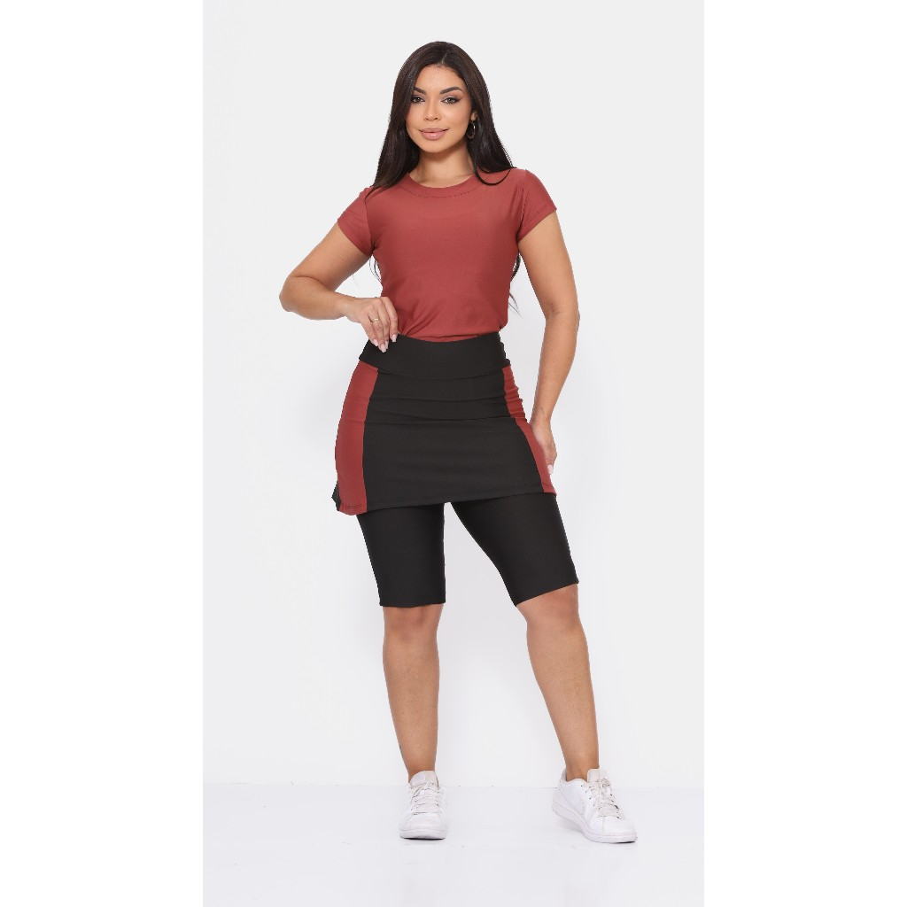 Conjunto Moda Evangélica Fitness Com Bolso Suplex Bicolor em Oferta na Shopee