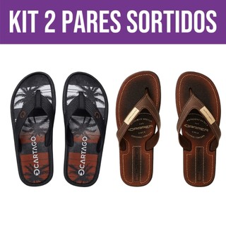 Combo 2 Chinelo Sandália Masculino Confortável Borracha Antiderrapante Resistente Leve Macio Cartago