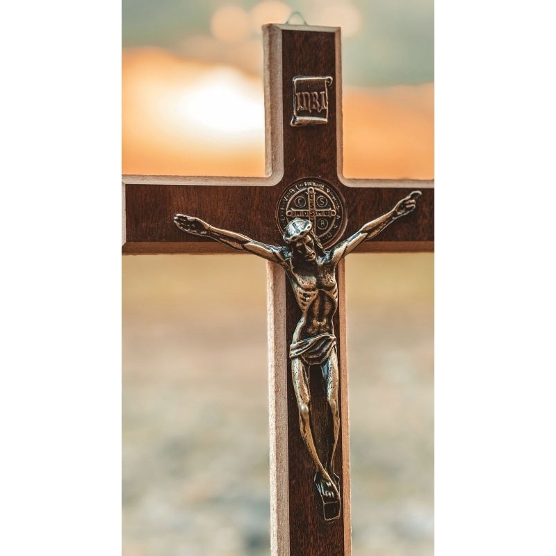 São Bento 22cm MDF Madeira Parede Cruz Decorativa Religiosa Católico Proteção Atacado Varejo Benção