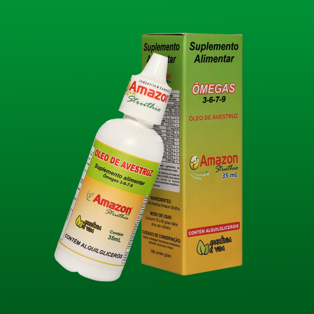 Óleo de Avestruz em Gotas, 35ml - Ômegas 3, 6, 7 e 9 em Oferta na Shopee