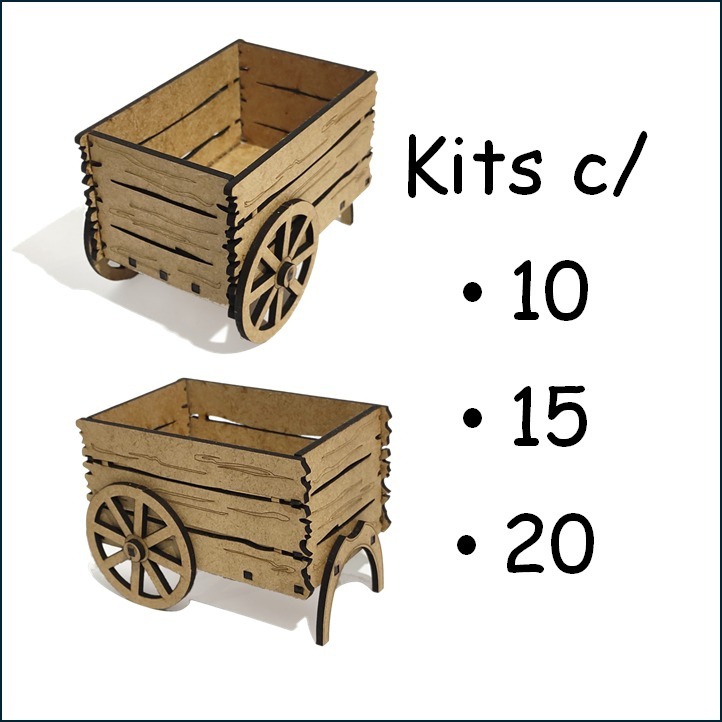 🚜 Mini Carroça em MDF Cru – Carrocinha para decoração e Lembrancinha Tema Fazendinha Caipira Country🚜