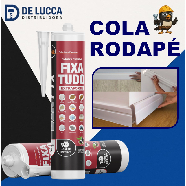 Cola Rodapé Poliestireno Rodateto Adesivo Fixa Tudo Agarre Imediato Sanca Gesso Isopor Tubo 420g