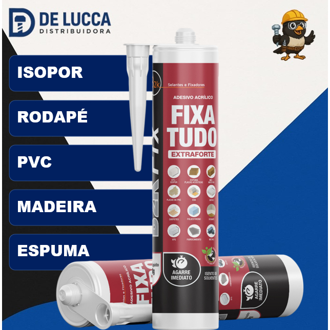 Cola Fixa Tudo Branco Adesivo Agarre Imediato Adesão Isopor Telha Rodapé Mdf Sanca Espuma Gesso 420g
