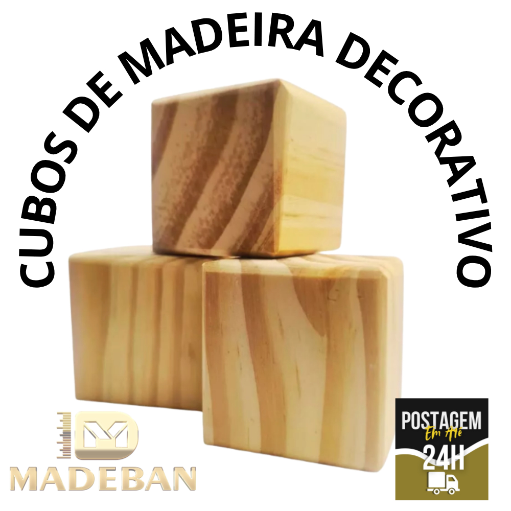 Cubos de Madeira p/Decoração Maciço 6x6. Cantos Arredondados, Brinquedos, Artesanato e Decorações