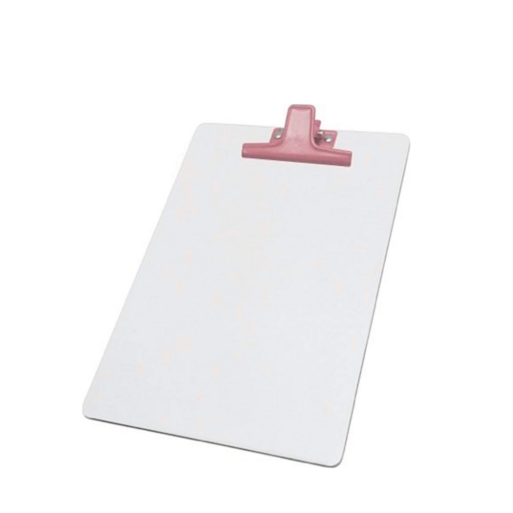 Prancheta Branca Branco MDF A4 Acrimet Prendedor Metálico Metal Colorido (Prendedor Rosa) 126