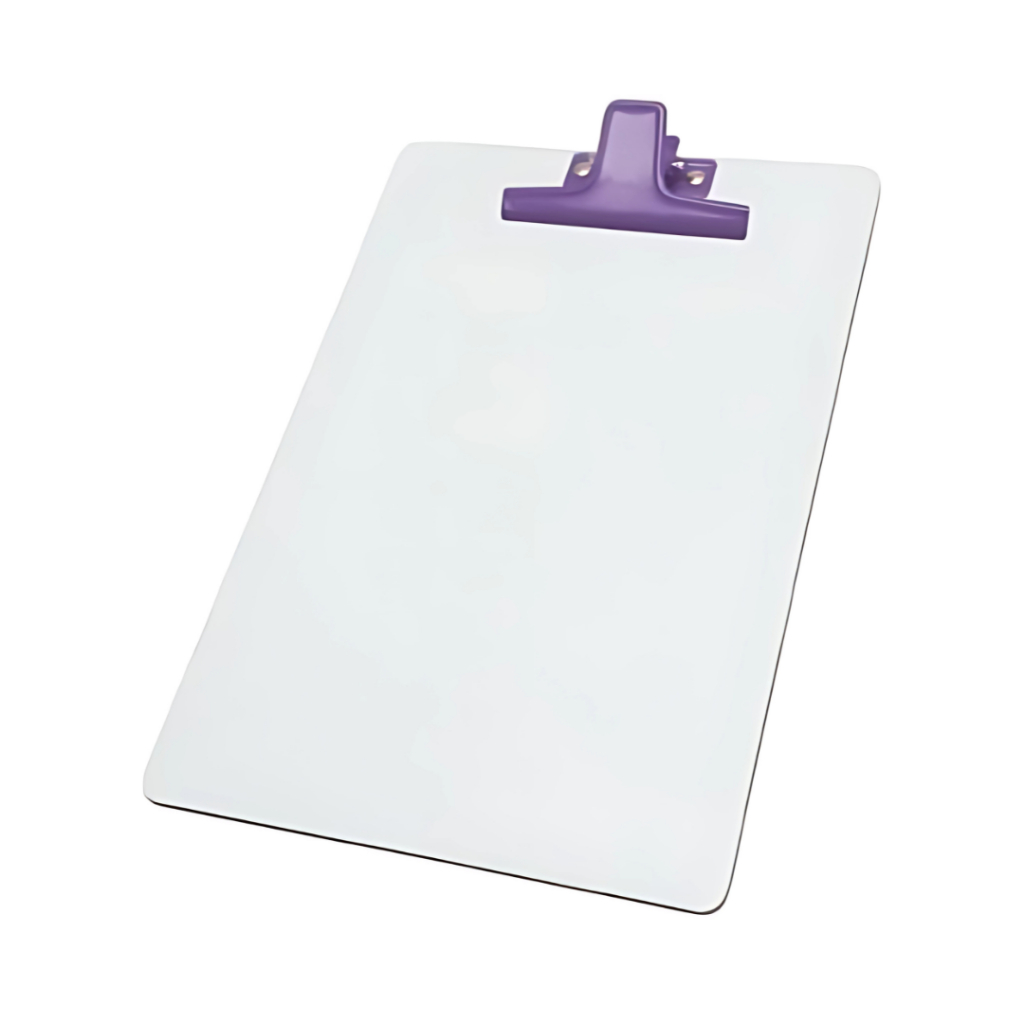 Prancheta Branca Branco MDF A4 Acrimet Prendedor Metálico Metal Colorido (Prendedor Roxo Lilás) 126