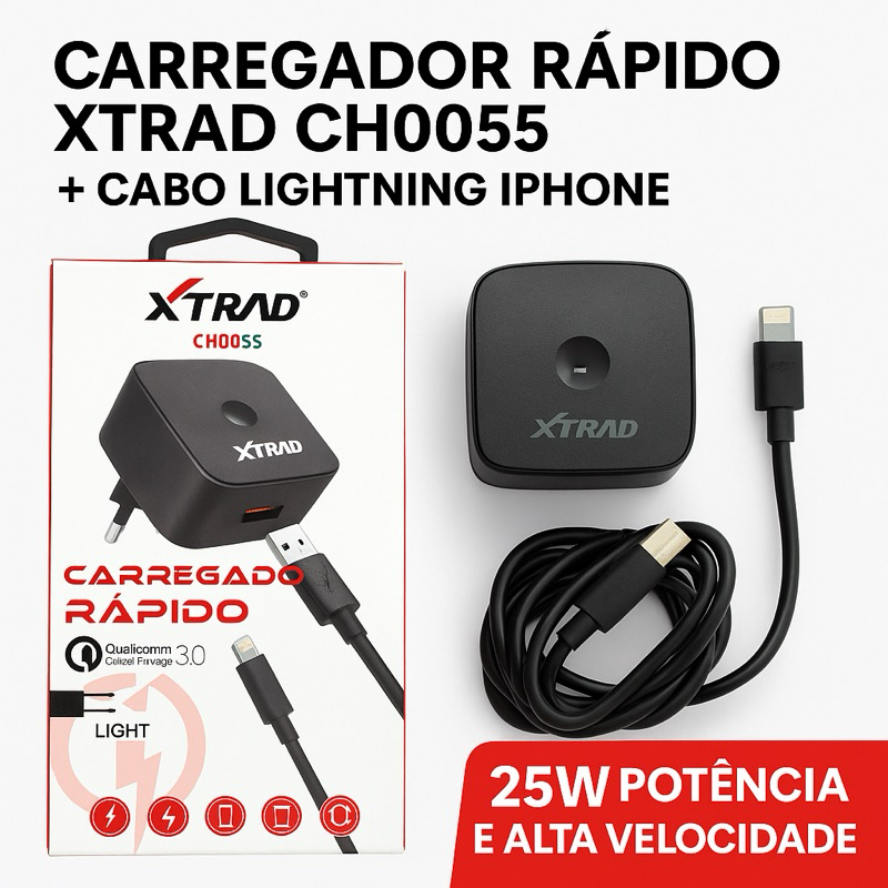 "Carregador Turbo Rápido + Cabo lightning e Micro USB V8 - cabo resistente alta velocidade*