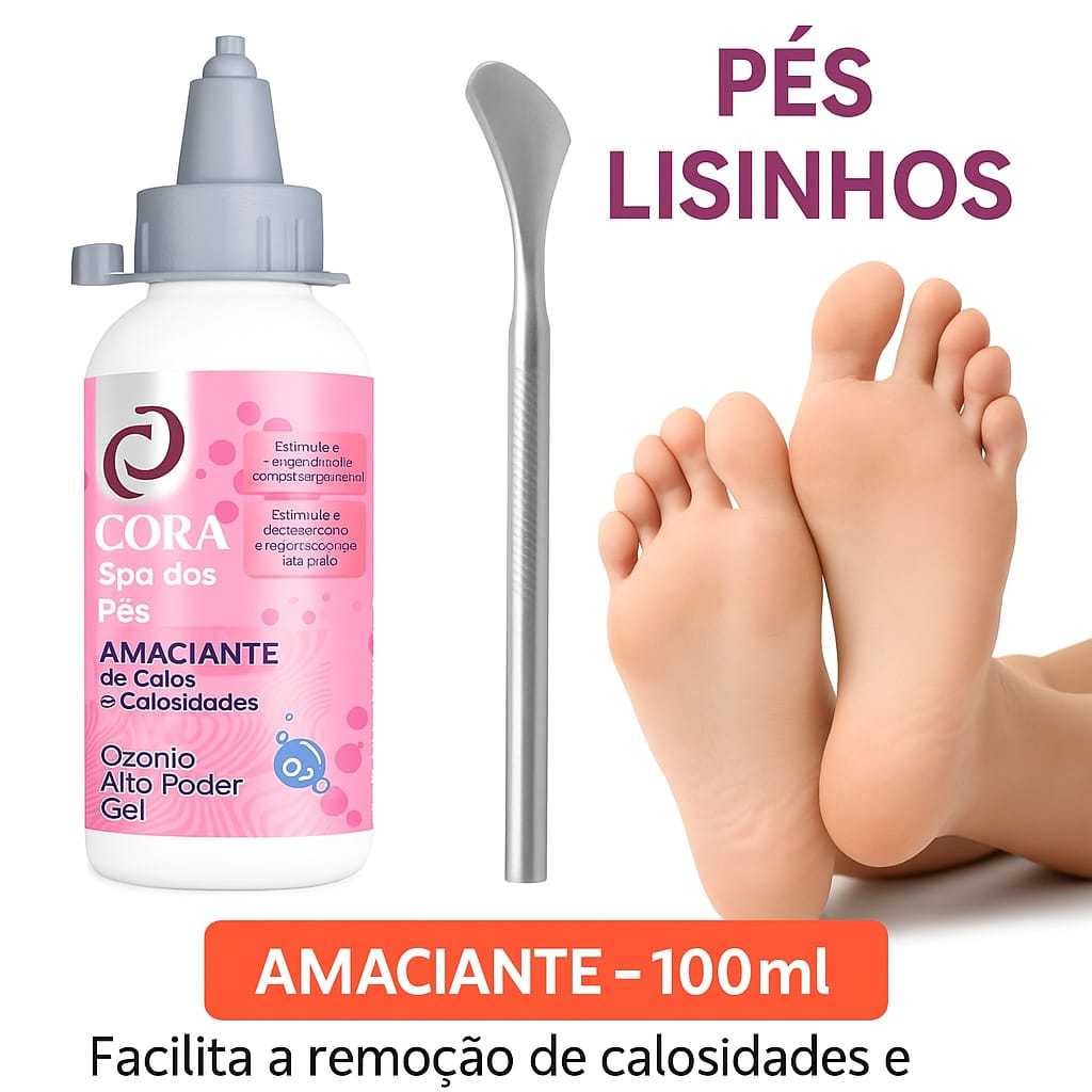 Amolecedor de Calos e Rachaduras com Ozônio Cora 150ml + Espátula 222 | Pés Lisos na 1ª Aplicação