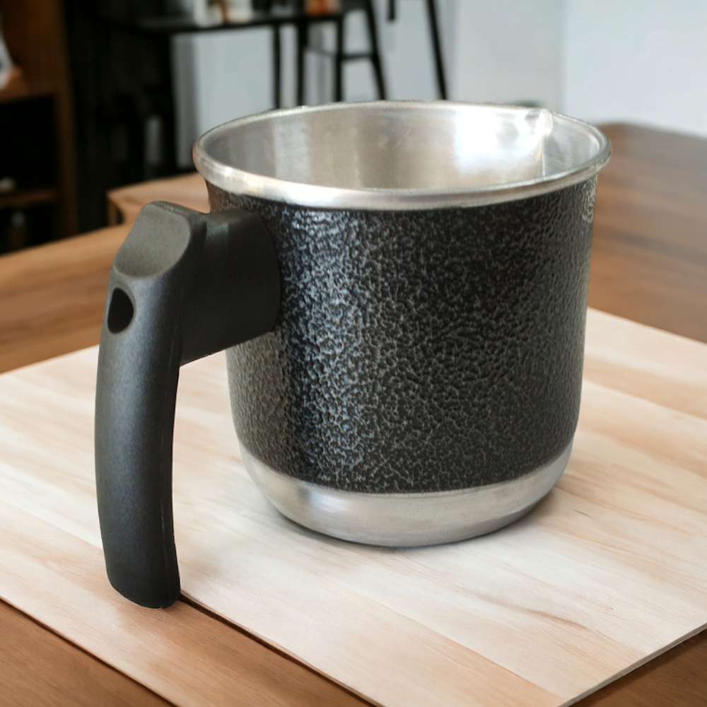 Leiteira Alumínio 750ml Craquelado – Jarra para Leite e Café, Cozinha Elegante