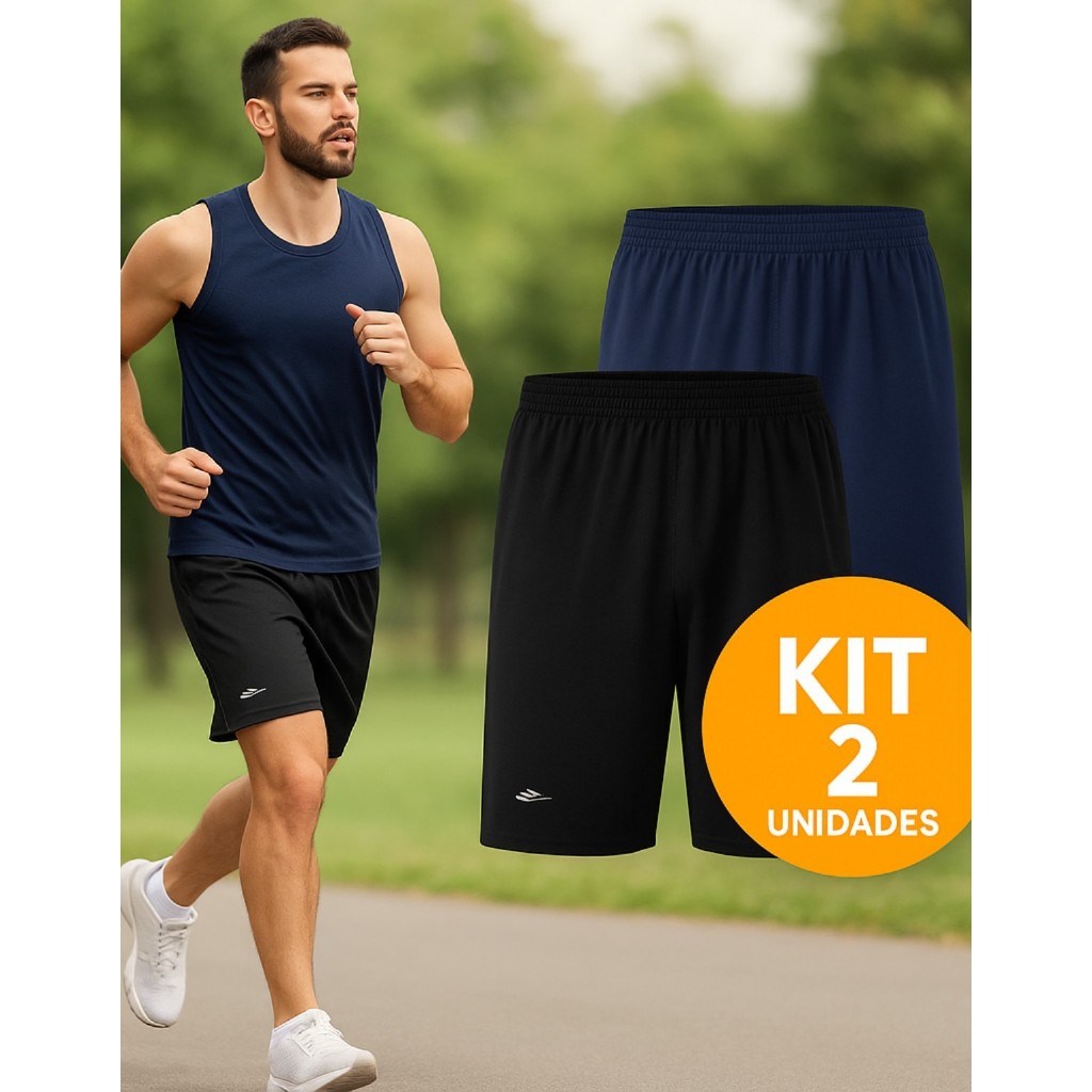 Kit 2 Calção Masculino Elite Jogar Futebol Shorts Basico Treino Academia Bermuda Praia Corrida