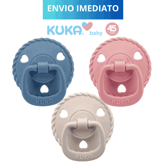 Chupeta Classic Kuka Bico Redondo Silicone Macio Kuka Menino e Menina Tamanho 1 ou 2 Azul e Rosa em Oferta na Shopee