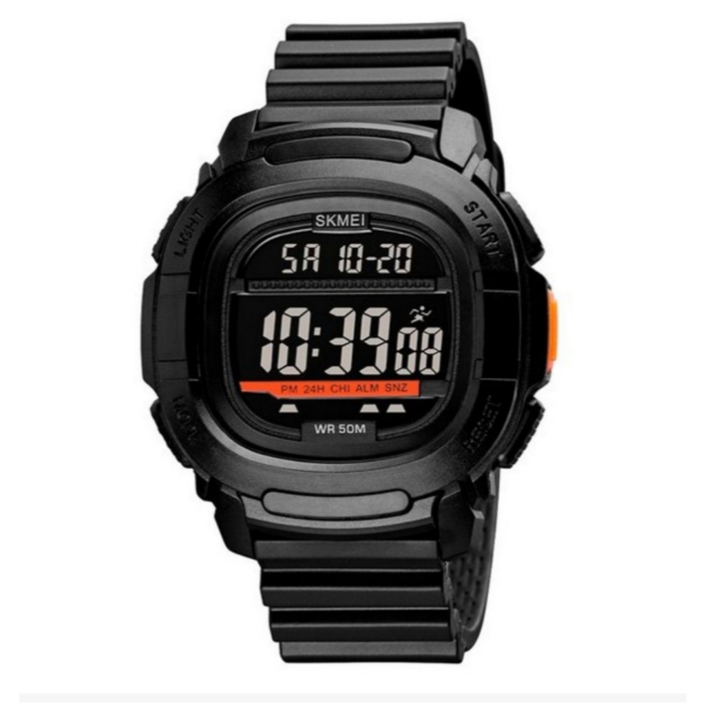 Relógio masculino esportivo digital skmei quadrado preto laranja 1657 multifunção