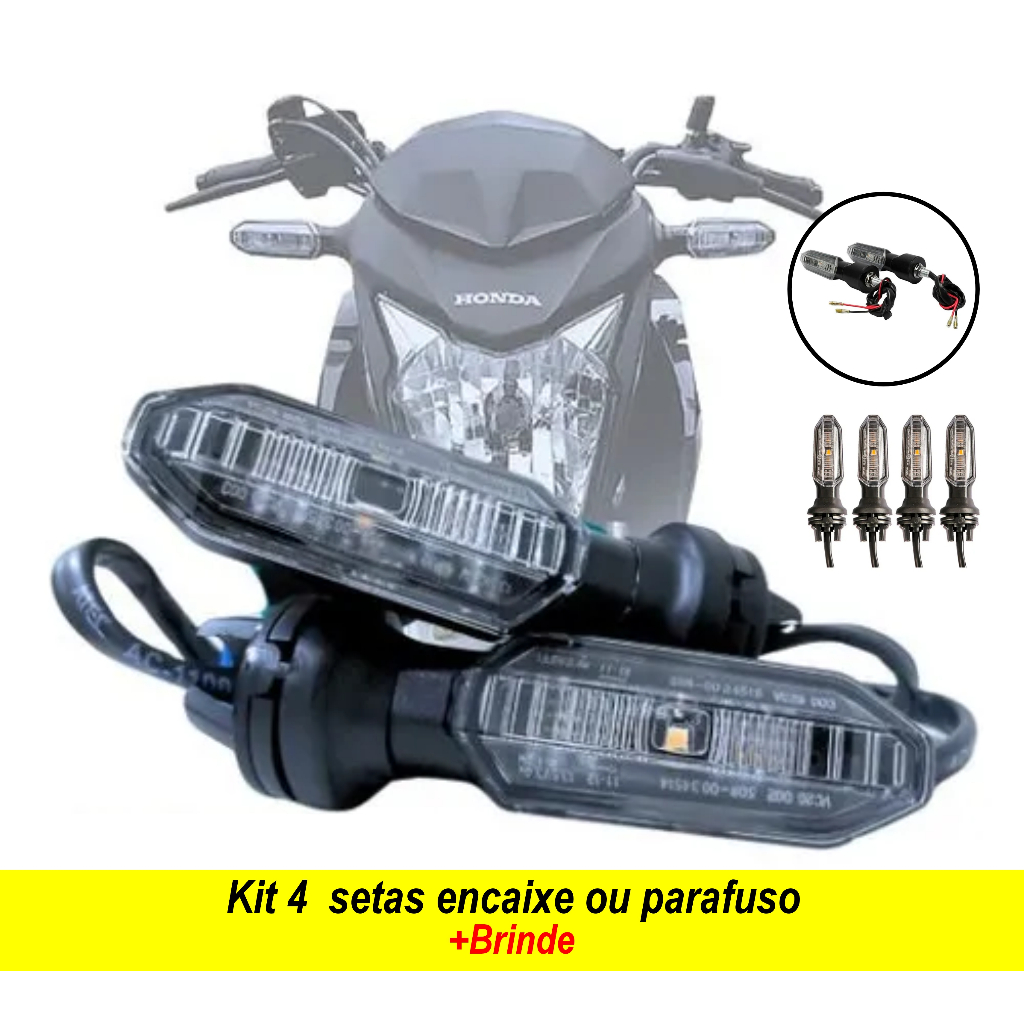 Kit 4 Pisca Led Seta Modelo Cb 250 Twister Universal  Este pisca com tecnologia led encaixe ou parafuso