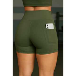 Short Academia Feminino Poliamida Zero Transparência Shorts Legging  Bermuda Cintura Alta Com Bolso Lateral. na Promoçao em Oferta na Shopee