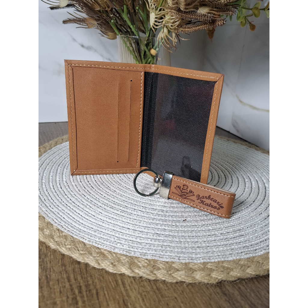 Kit Carteira e Chaveiro Personalizados – Gravação a Laser Logo de Carro e Nome,MASCULINO/FEMININO