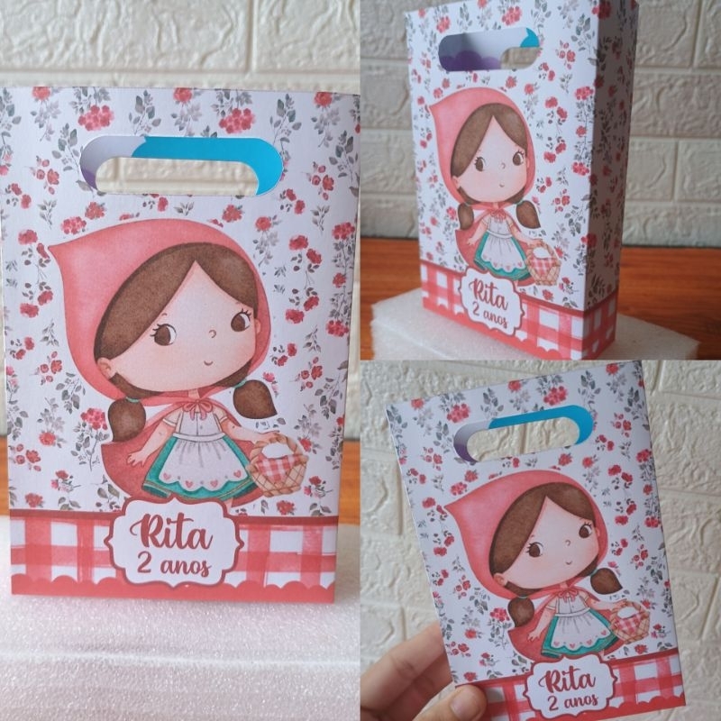 PEGUE E MONTE - Sacolinha PP Personalizada Chapeuzinho Vermelho para aniversário/ Decoração, Lembrancinha/Festa
