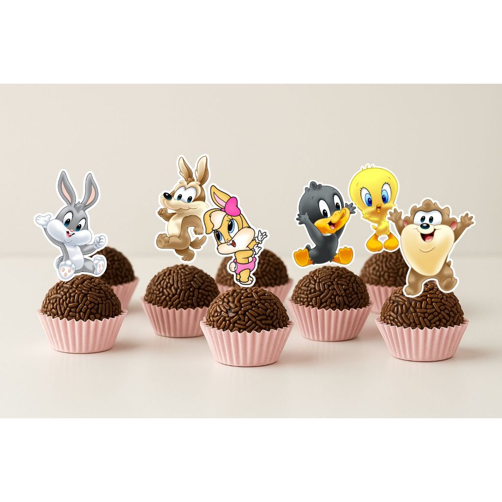 20/30/50 toppers para doces Baby Looney Tunes 4cm PRONTO PRA USAR