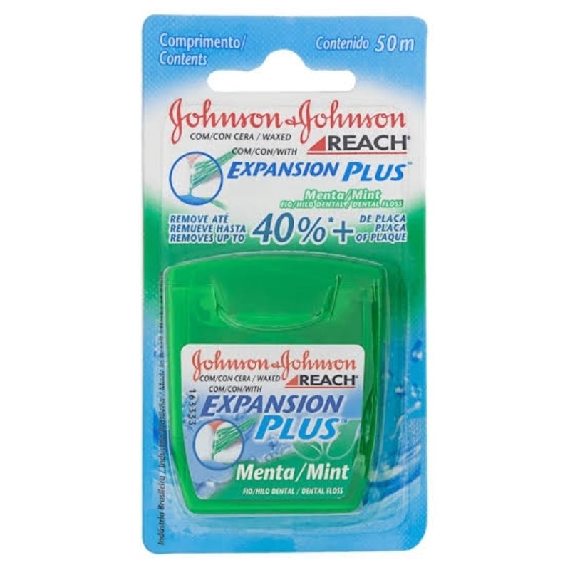 Kit Ou Unidade Fio dental Johnson e Johnson Reach Expansion Plus Menta 50M
