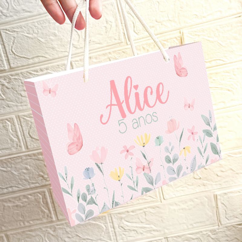 Jardim Encantado Sacolinha Personalizada Jardim Borboletas personalizado