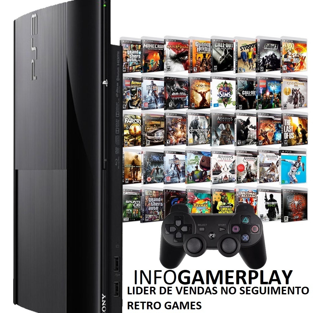 PLAYSTATION 3  COM "HEN" VARIOS JOGOS PARA BAIXAR 2 CONTROLES