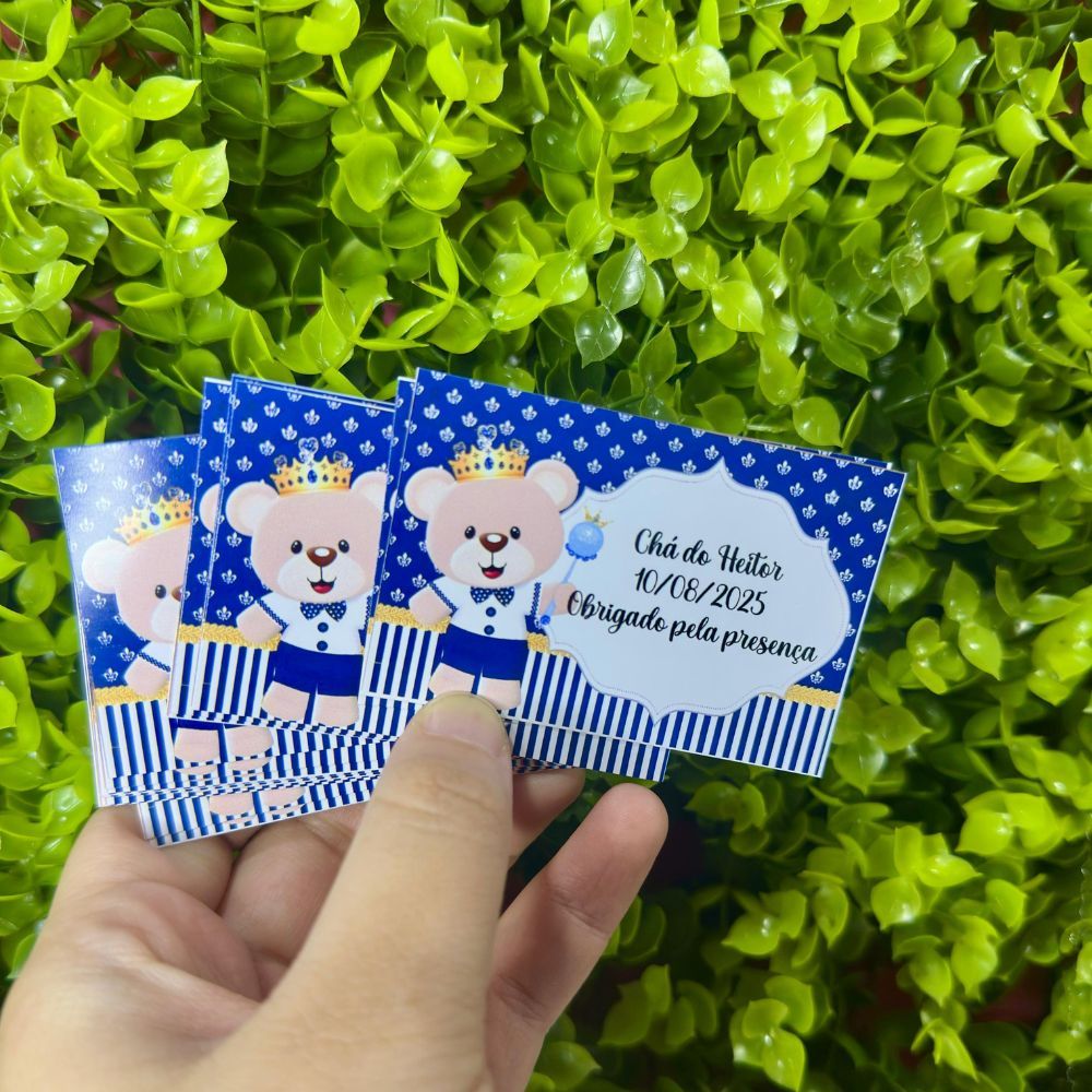 Tags Personalizadas Lembrancinhas Chá de Bebê Chá Revelação Nascimento Maternidade Urso Azul Príncipe