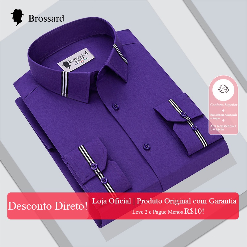 Camisa Social Masculina Slim Fit Premium - Não Amassa Respirável Para o Clima do Brasil Frete Grátis em Oferta na Shopee