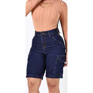 Bermuda Jeans feminina pedal Cargo em Oferta na Shopee