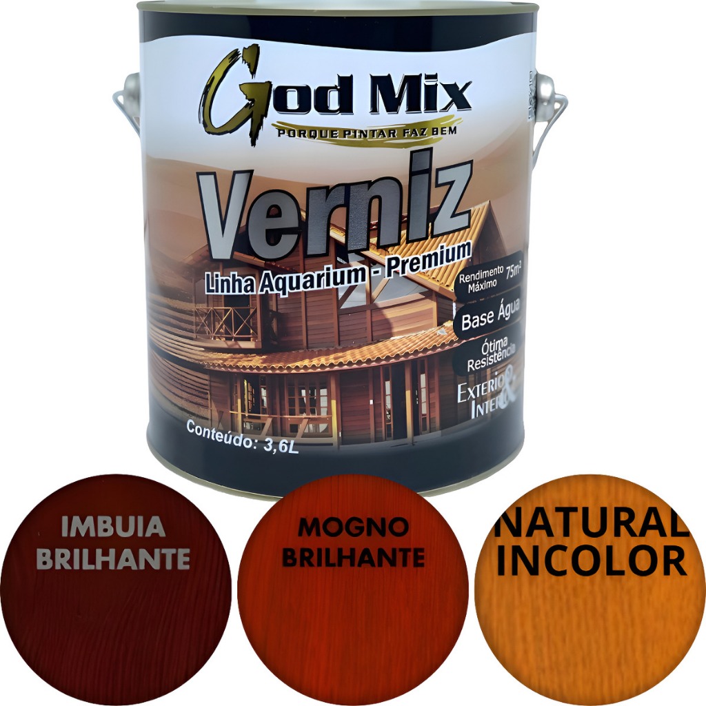 Verniz Para Madeira Base Água Sem Odor 3,6l Godmix Premium em Oferta na Shopee