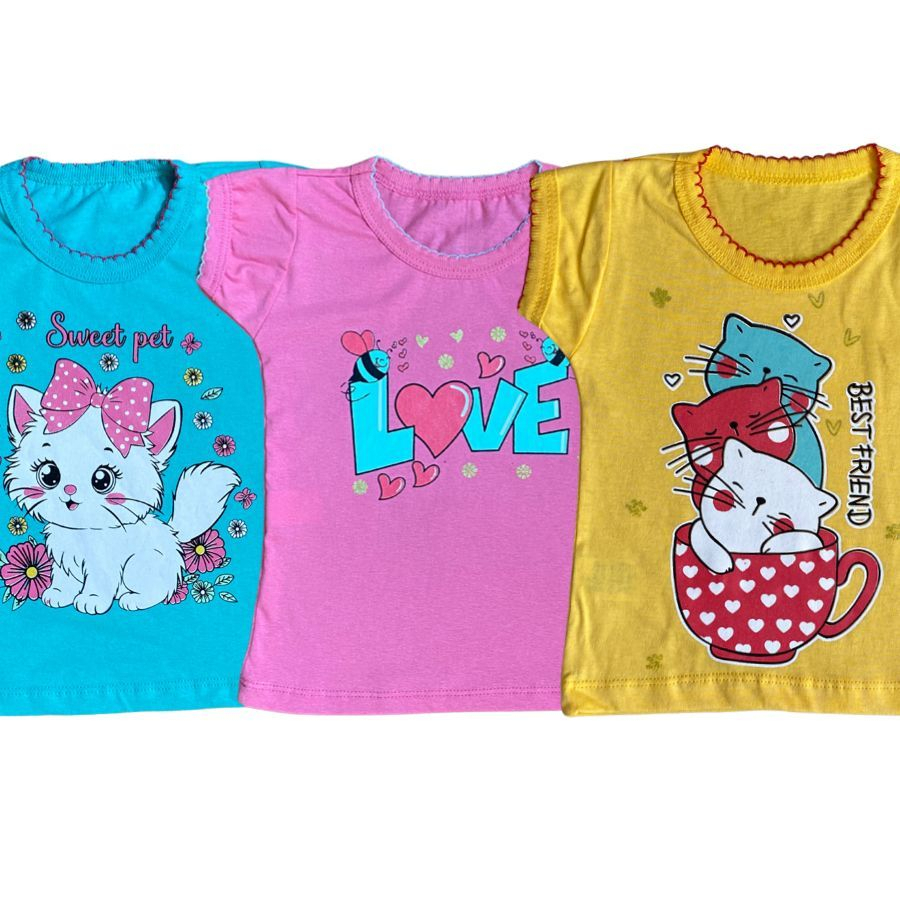 Roupa Infantil Menina Kit Sortido Com 3 Blusas Infantil 100% Algodão Varias Estampas