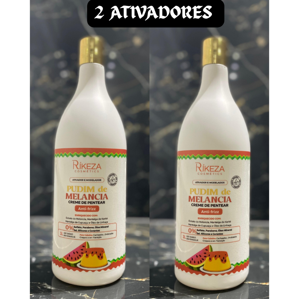 2 Ativadores de Cachos Pudim de Melancia Rikeza Cosmetics