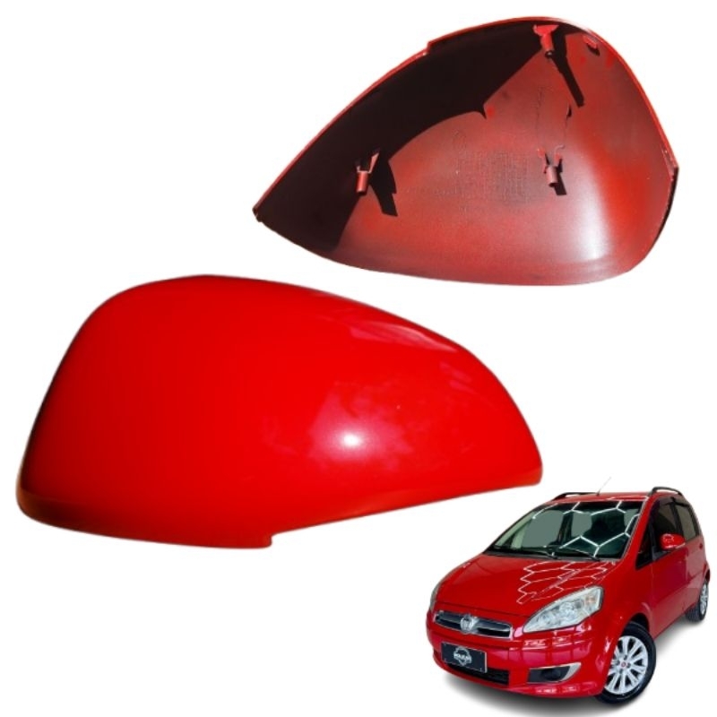 Capa Retrovisor Fiat New Idea 2011 a 2016 Original Metagal Lado Motorista Vemelho Alpine