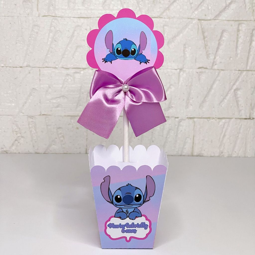 Centro de mesa Stitch personalizado PEGUE E MONTE Lembrancinha Festa Infantil Enfeite de Mesa
