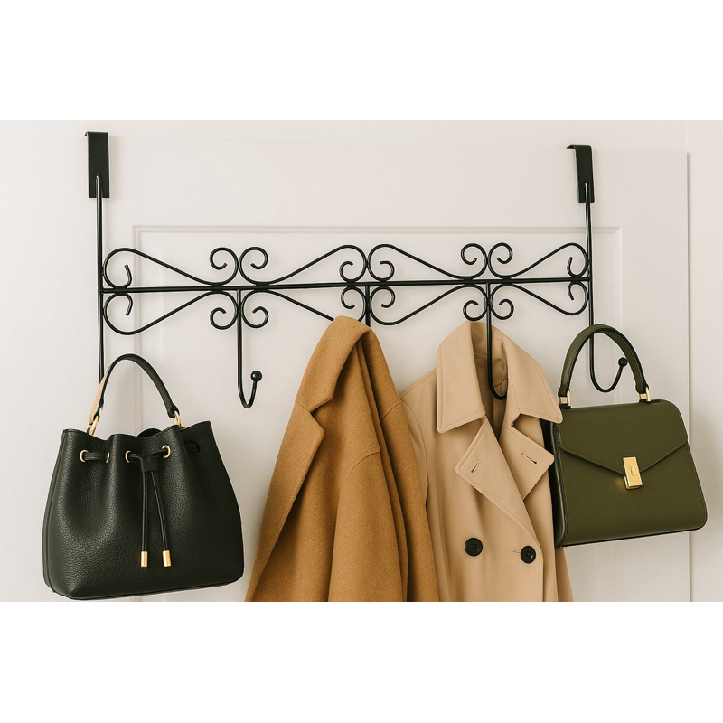 Cabideiro de Porta Colonial de ferro com 5 ganchos.