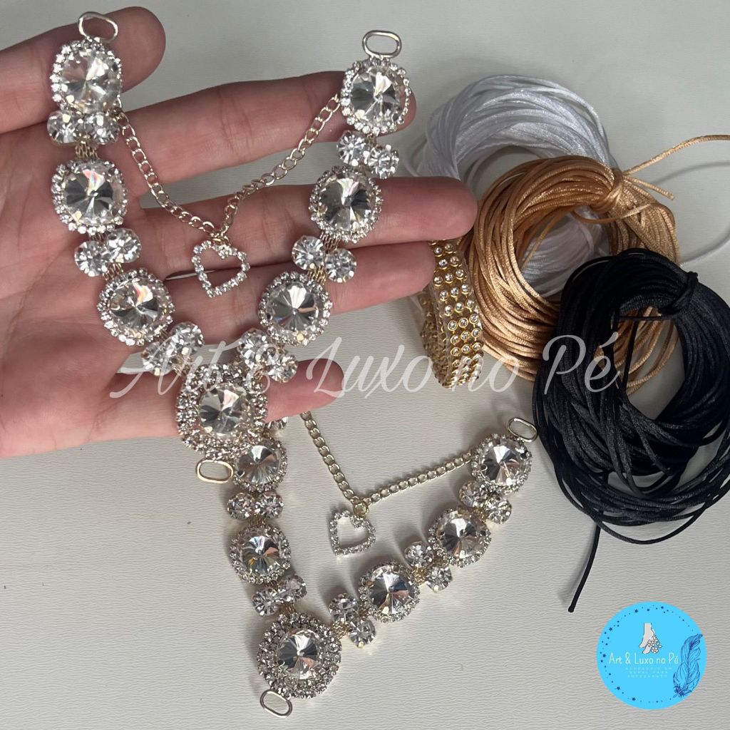 Kit Cabedal Vidro Cristal Sem Pino Para Chinelos