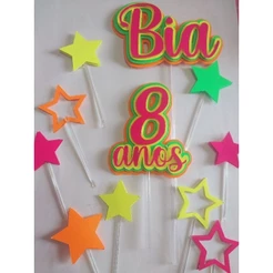 Topo de bolo Neon estrela