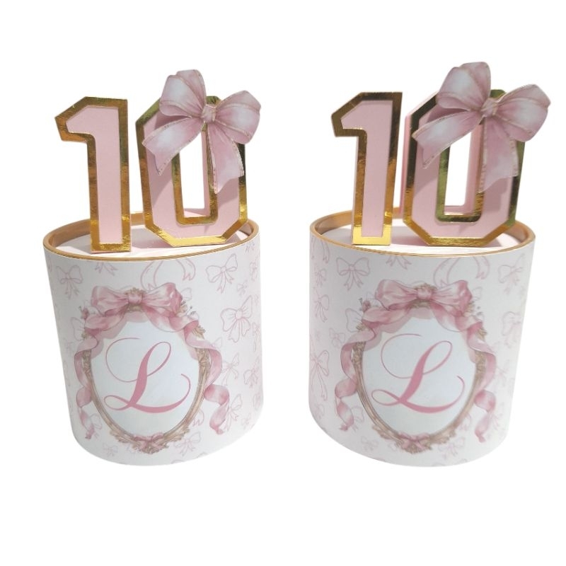 Tubolata 10x10 Luxo Laço Coquette Centro de Mesa 3d Lembrancinhas Personalizadas Aniversário 15anos